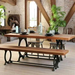 Table à manger industrielle vintage bois recyclé 180 cm LEEDS