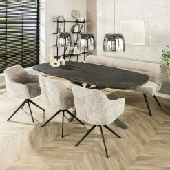 Table à manger industrielle gris foncé texturée 215 cm RALF