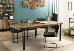 Table à manger industrielle teck recyclé 200x90 SWING