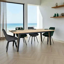 Table à manger moderne bois clair - pieds métal, 200 cm GRADO