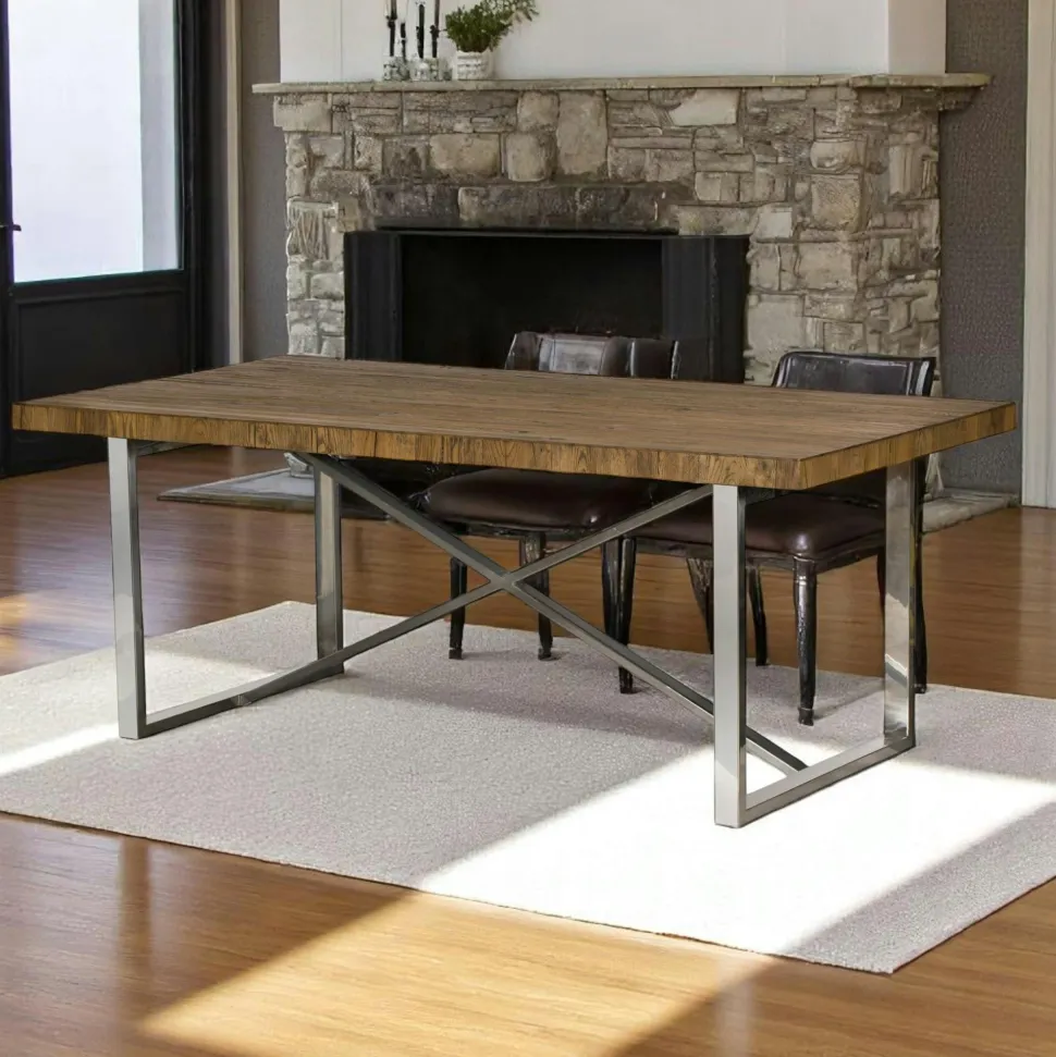 Table à manger moderne chêne acier 200 cm RIVERSIDE