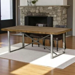 Table à manger moderne chêne acier 240 cm RIVERSIDE