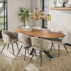Table à manger moderne en bois de manguier avec pied central 215 cm CREEK
