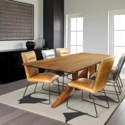 Table à manger moderne piètement oblique chêne massif 200 cm OKA