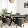 Table à manger ovale bois anthracite effet pierre 220 cm BIHAR
