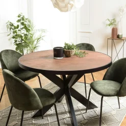 Table à manger ovale bois anthracite effet pierre 220 cm BIHAR