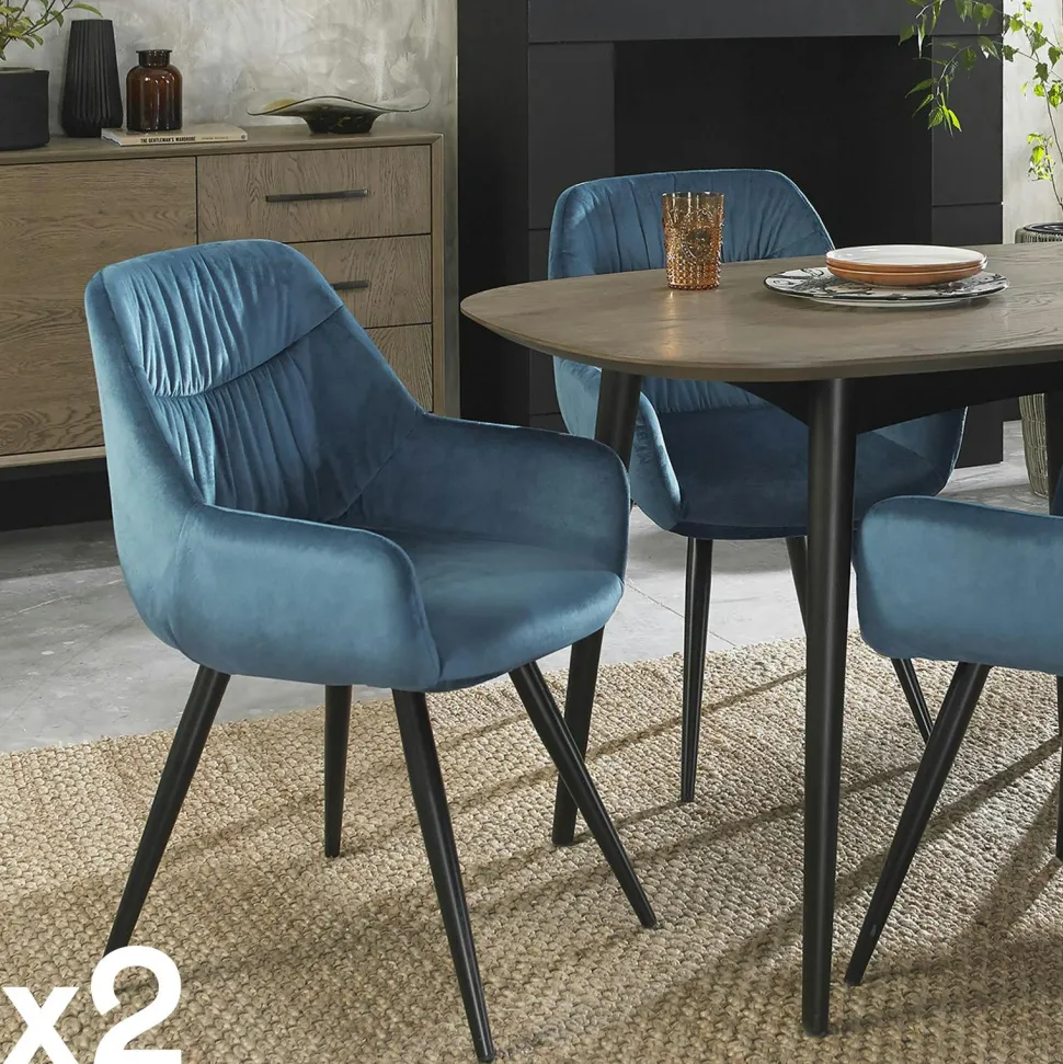 Table à manger ovale bois anthracite effet pierre 220 cm BIHAR