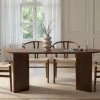 Table à manger ovale effet bois noyer pieds en V 200 cm MARFA