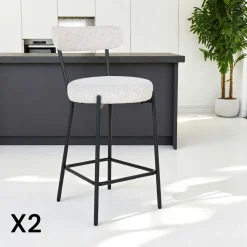 Table à manger ovale effet bois noyer pieds en V 200 cm MARFA