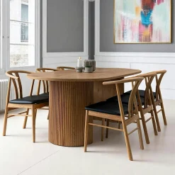 Table à manger ovale effet bois foncé 210 cm MATERA