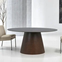 Table à manger ovale en bois foncé 160 cm LISBONNE