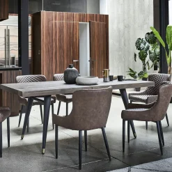 Table à manger rectangulaire bois recyclé piètement effet laiton vieilli 180 cm ADÉLAÏDE