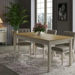 Table à manger rectangulaire moderne pieds gris 180 cm AROLA