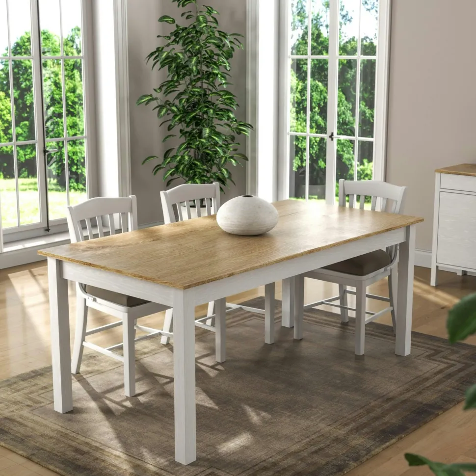 Table à manger rectangulaire moderne pieds gris 180 cm AROLA