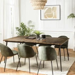 Table à manger rectangulaire lames bois recyclé 200 cm KORKAI