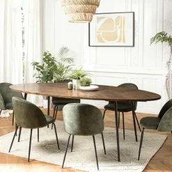 Table à manger ronde bois recyclé motif éventail 120 cm KORKAI