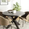Table à manger ronde bois anthracite effet pierre 120 cm BIHAR