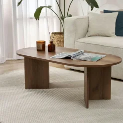 Table à manger ronde effet bois de noyer Ø120 cm MARFA
