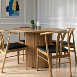 Table à manger ronde effet bois blond ø120 cm MATERA