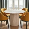 Table à manger ronde en céramique effet marbre Ø120 cm PRATO