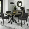 Table à manger ronde en marqueterie de chêne 120 cm ARLINGTON