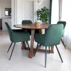 Table à manger ronde vintage Ø137 cm - pieds croisés, finition noyer LILLEHAMMER