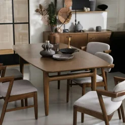 Table à manger vintage en chêne avec rallonge intégrée 160-215 cm BRADFORD