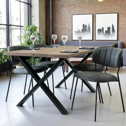 Table à rallonge en bois de chêne fumé avec bordures naturelles 200 cm SAVONE