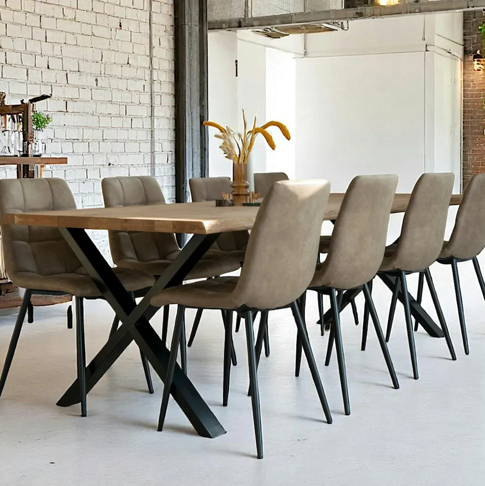 Table à rallonge en bois de chêne clair avec bordures naturelles 300 cm SAVONE