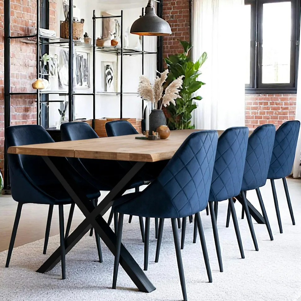 Table à rallonge en bois de chêne clair avec bordures naturelles 240 cm SAVONE