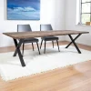 Table à rallonge en bois de chêne fumé avec bordures naturelles 300 cm SAVONE