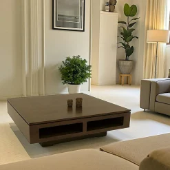 Table basse 1 niche hévéa 100X100cm HELENA