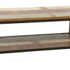 Table basse à roulettes double plateaux en Hévéa recyclé coloré et métal 120x60x47cm LOFT COLORS