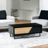 Table basse 1 tiroir bois noir et blanc ANINA