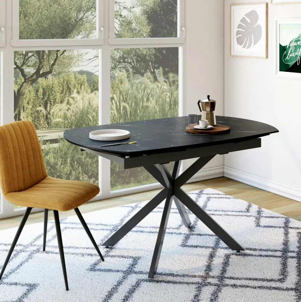 Table basse 1 tiroir chêne blanc décor graphique ESSEN