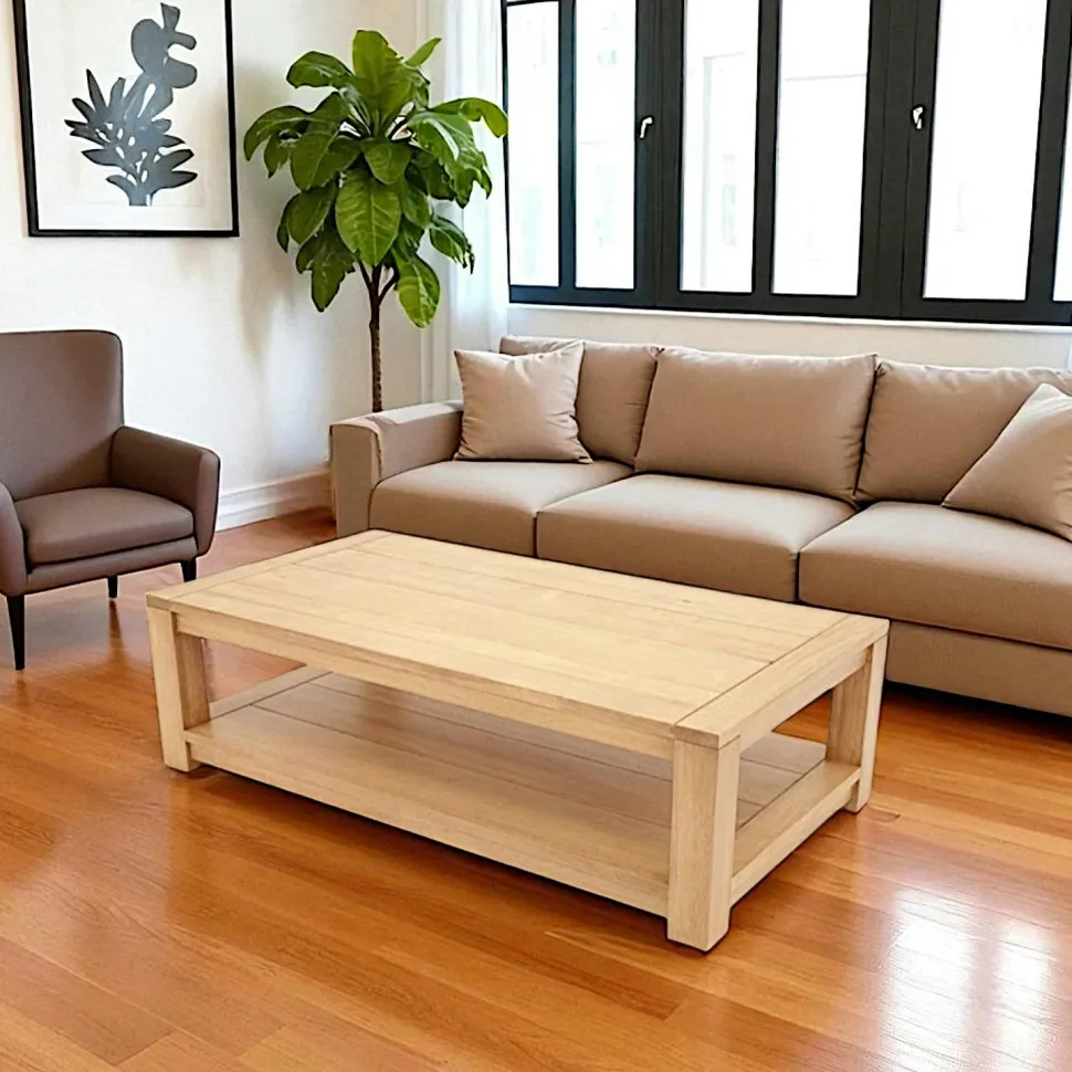 TABLE BASSE ATTAN 120x65x35CM double plateau