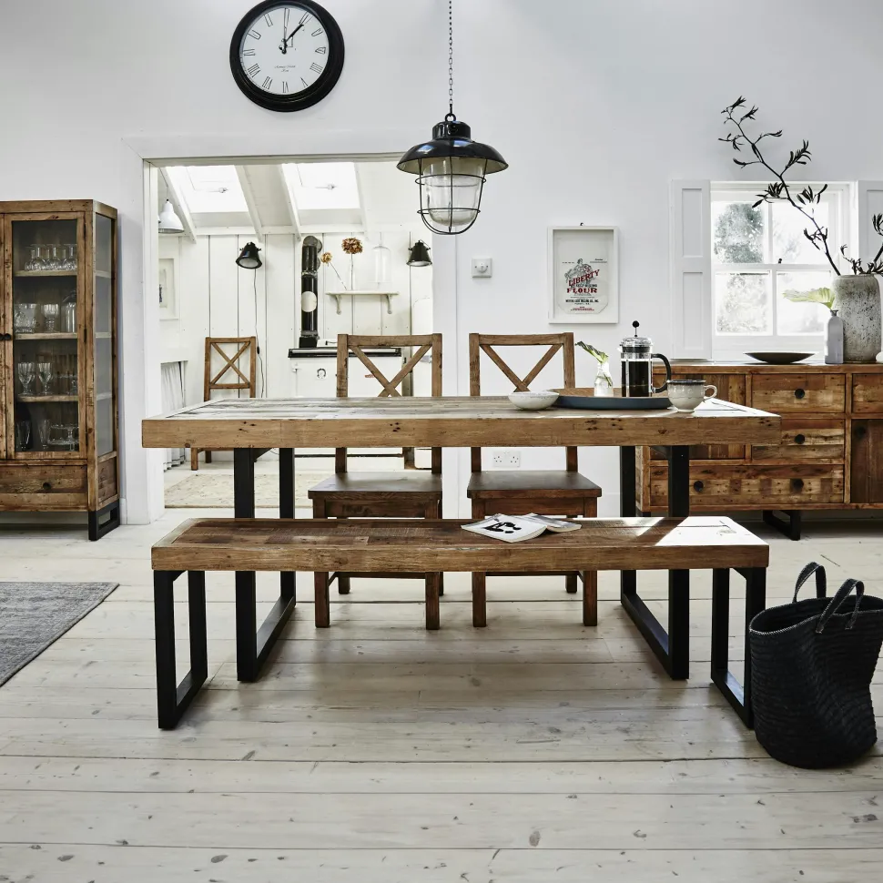 Table basse avec rangement bois recyclé pin CRACOVIE