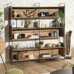 Table basse avec rangement bois recyclé pin CRACOVIE