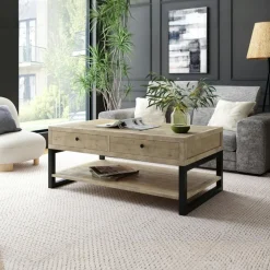 Table basse avec rangement en bois recyclé AUCKLAND