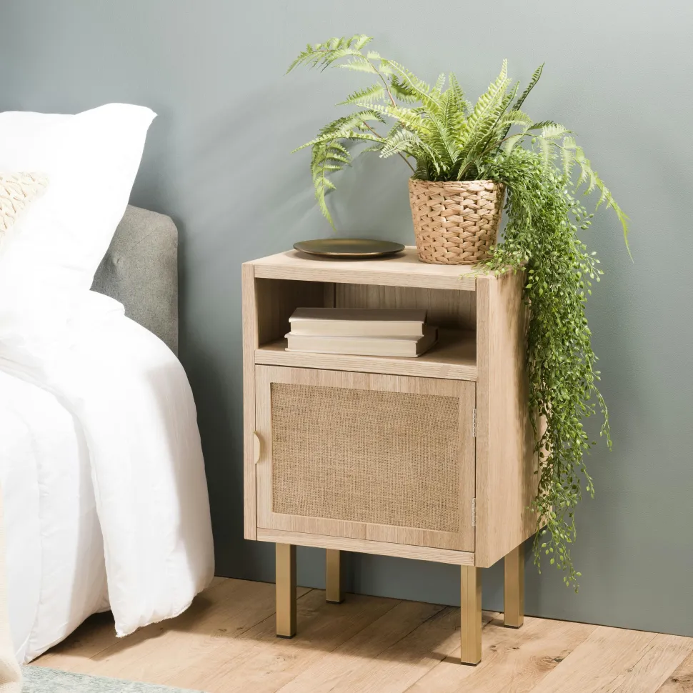 Table basse avec rangement toile de jute CORDOUE