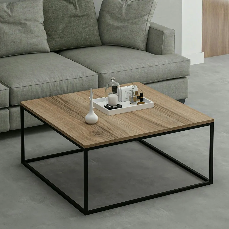 Table basse blanche carrée - style minimaliste JENA