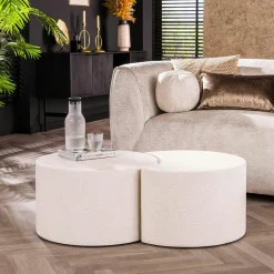 Table basse blanche en marbre composite forme haricot TAJ