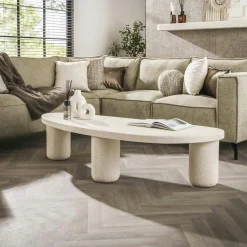 Table basse blanche en marbre composite forme haricot TAJ