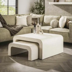 Table basse blanche en marbre composite forme haricot TAJ