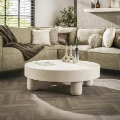 Table basse blanche en marbre composite forme haricot TAJ