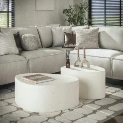 Table basse blanche en marbre composite forme triangle (lot de 2) TAJ