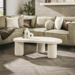 Table basse blanche en marbre composite forme triangle (lot de 2) TAJ