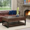 Table basse bois brun recyclé double plateau 2 tiroirs SAMOA