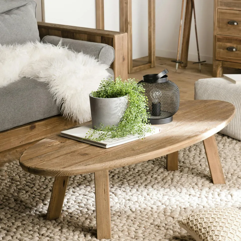 Table basse carrée en bois de pin recyclé DENVER