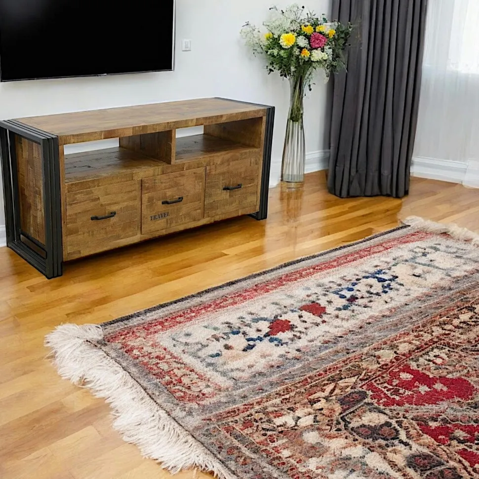 Table basse carrée hévéa recyclé naturel et métal noirci 2 plateaux 90X90X45cm DOCKER